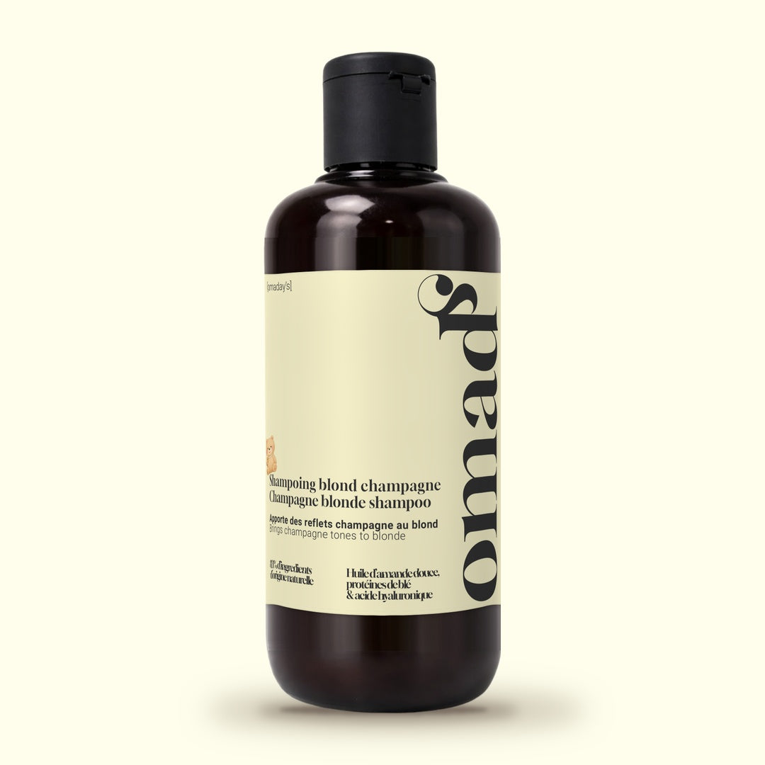 Die Flasche des Beigeblond-Shampoos, 250 ml