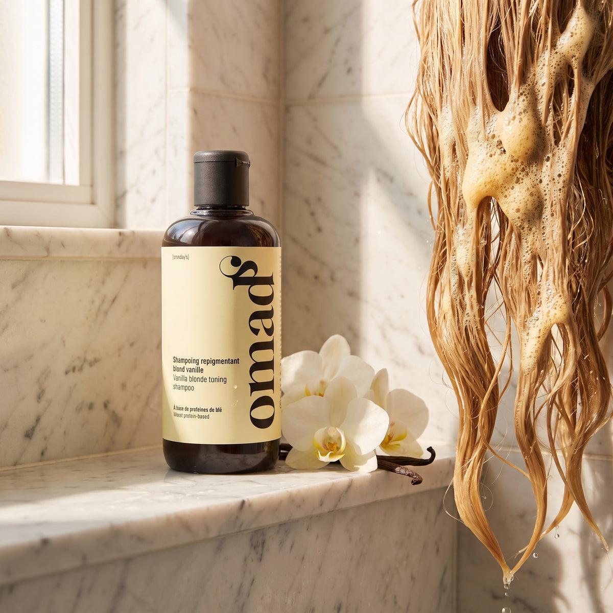 Shampoing Blond Vanille OMAD'S dans la douche