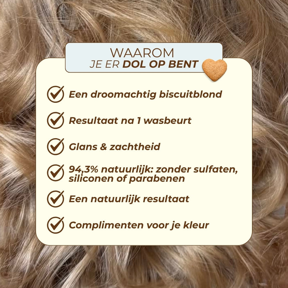 Zes redenen om dol te zijn op de Blond Biscuit shampoo: droomkleur, resultaat na één wasbeurt, glans en zachtheid