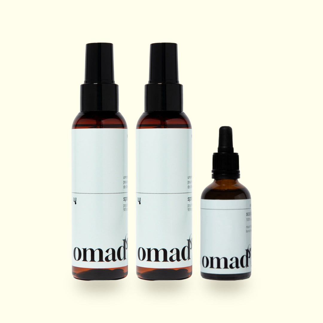 Packshot du lot : 2 Sprays éclaircissants, 1 Sérum de nuit